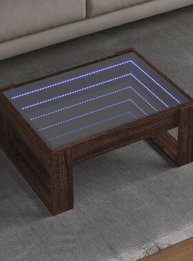 VidaXL Salontafel met Infinity LED 70x53x30 cm bruin eikenkleurig