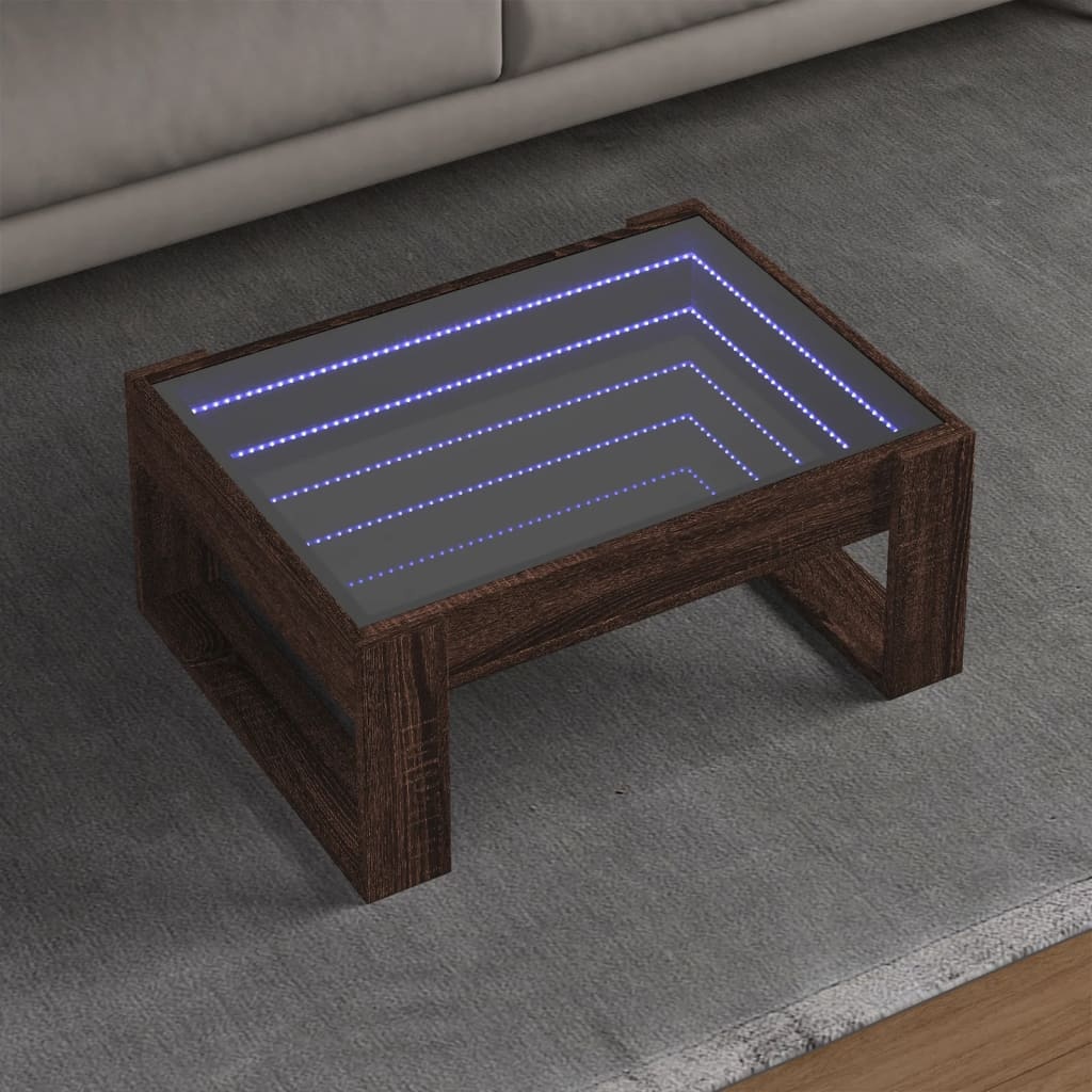VidaXL Salontafel met Infinity LED 70x53x30 cm bruin eikenkleurig