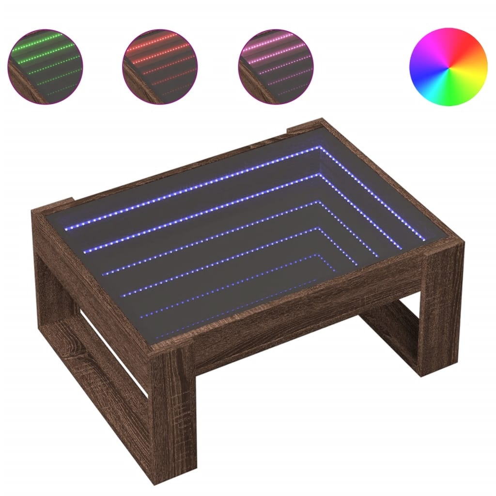 VidaXL Salontafel met Infinity LED 70x53x30 cm bruin eikenkleurig