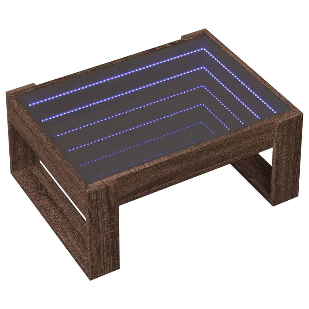 VidaXL Salontafel met Infinity LED 70x53x30 cm bruin eikenkleurig