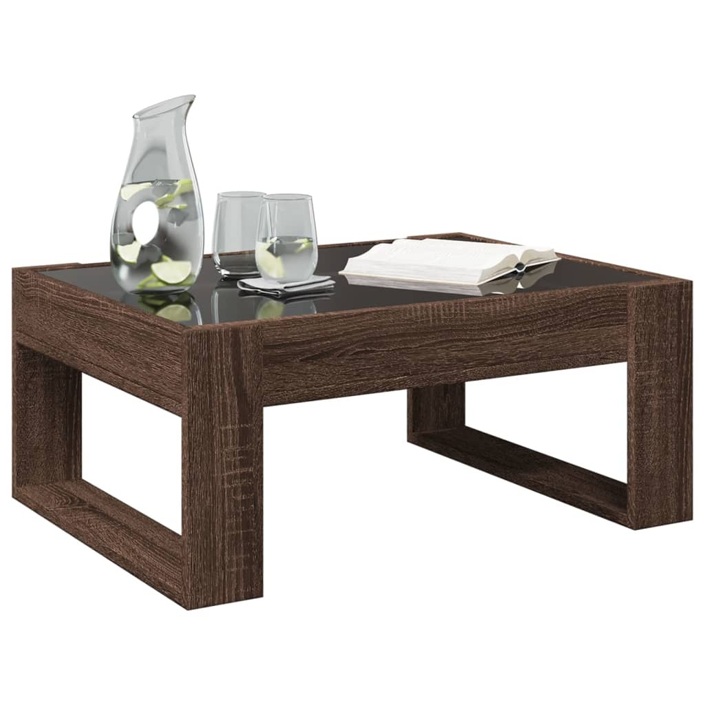 VidaXL Salontafel met Infinity LED 70x53x30 cm bruin eikenkleurig