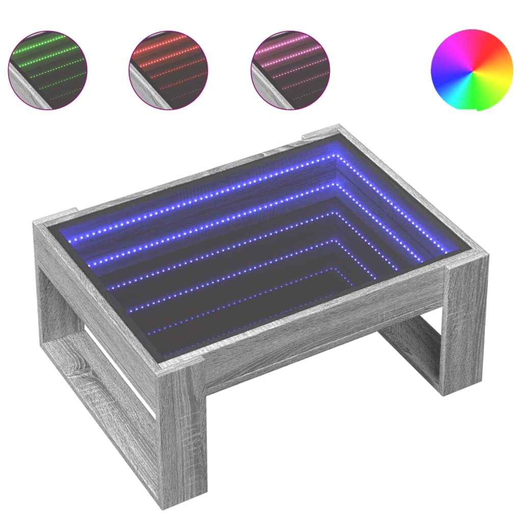 VidaXL Salontafel met Infinity LED 70x53x30 cm grijs sonoma eikenkleur