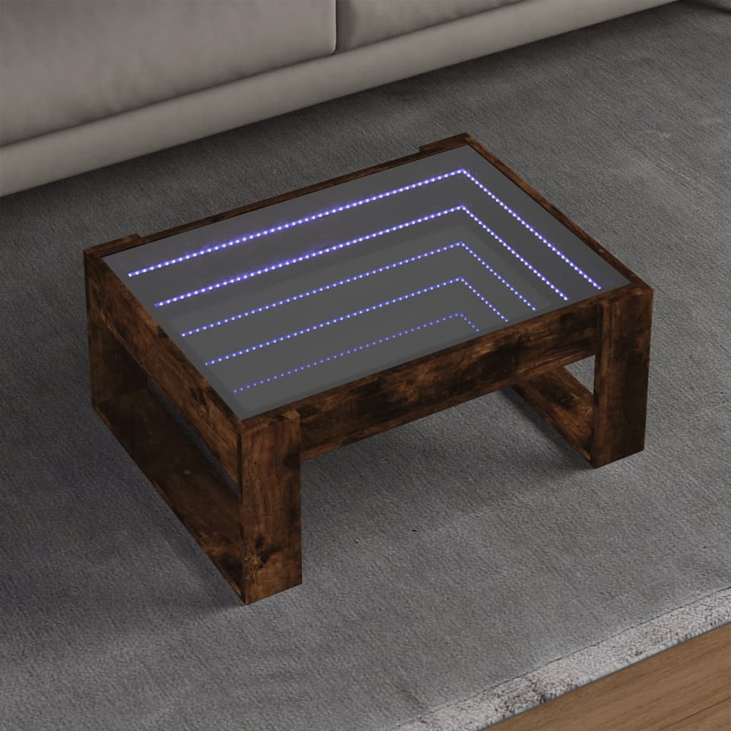 VidaXL Salontafel met Infinity LED 70x53x30 cm gerookt eikenkleurig