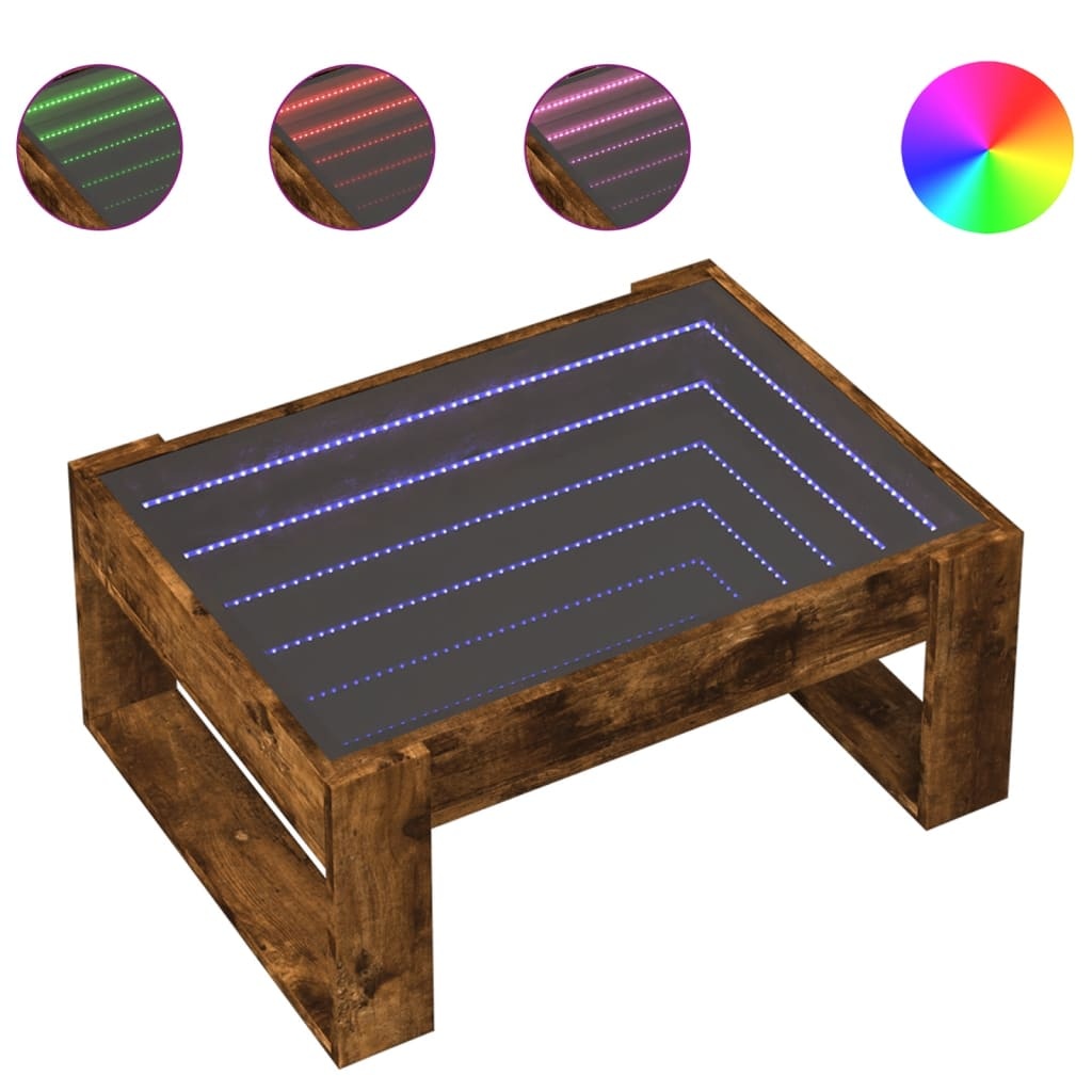 VidaXL Salontafel met Infinity LED 70x53x30 cm gerookt eikenkleurig