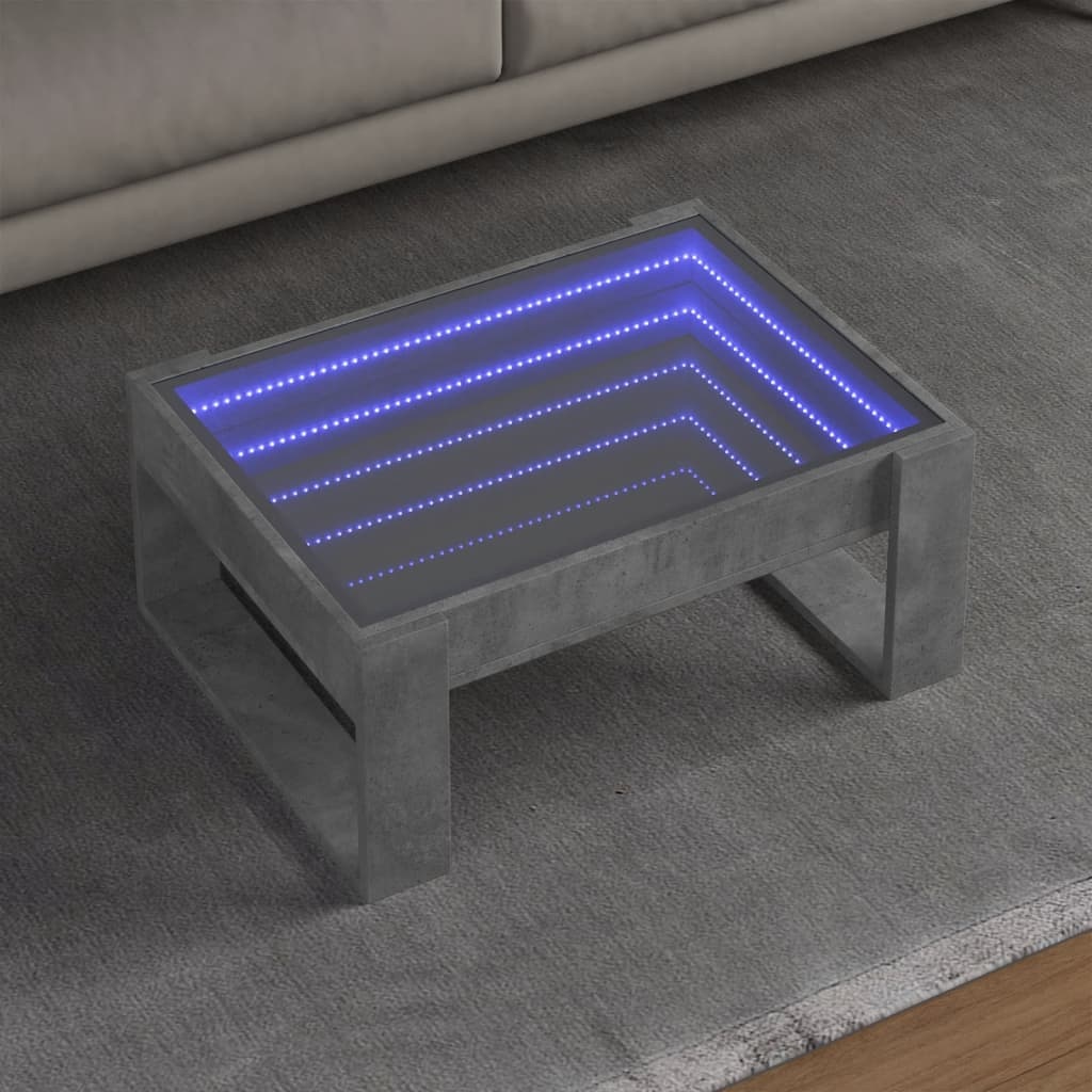 VidaXL Salontafel met Infinity LED 70x53x30 cm betongrijs