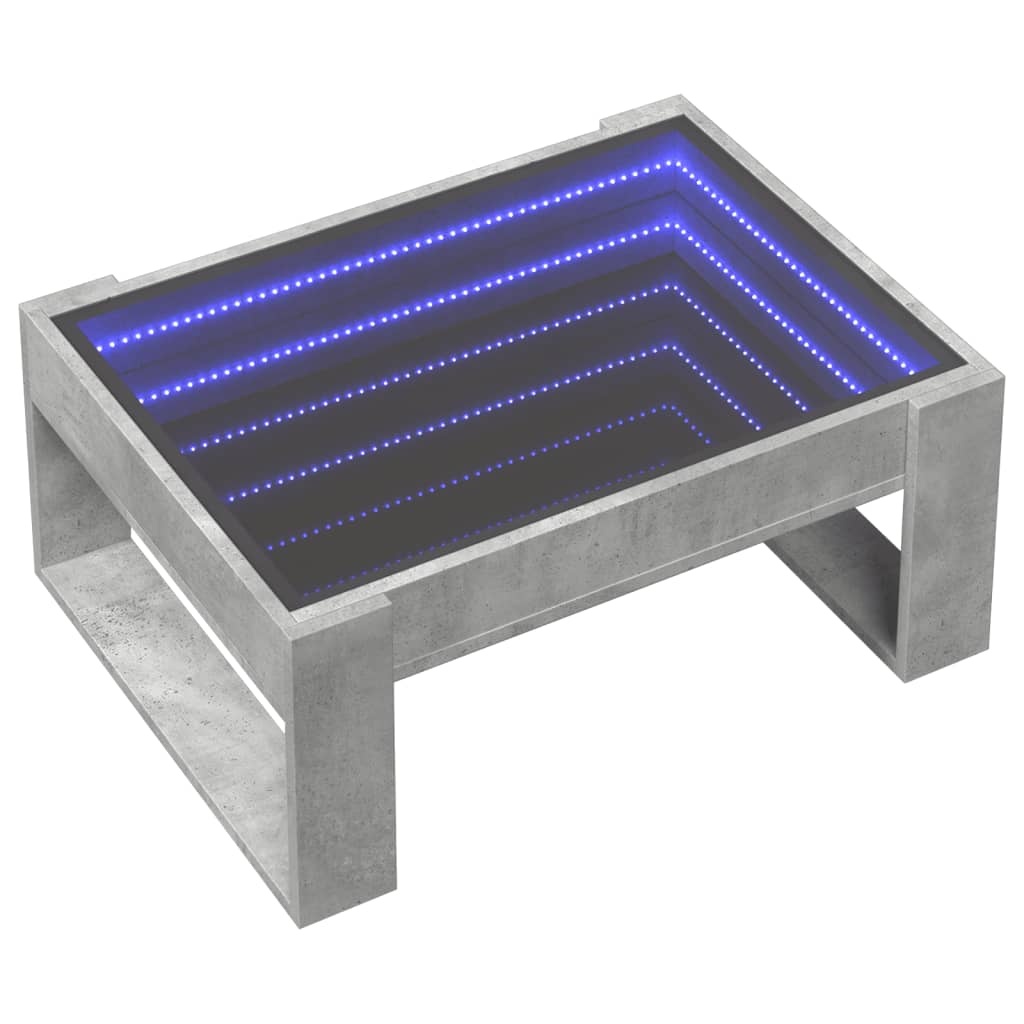 VidaXL Salontafel met Infinity LED 70x53x30 cm betongrijs