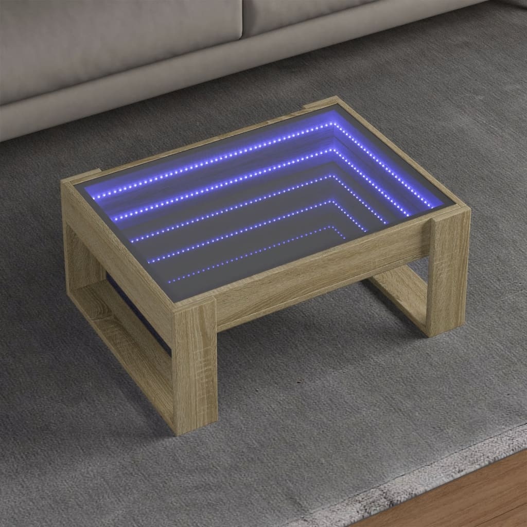 VidaXL Salontafel met Infinity LED 70x53x30 cm sonoma eikenkleurig