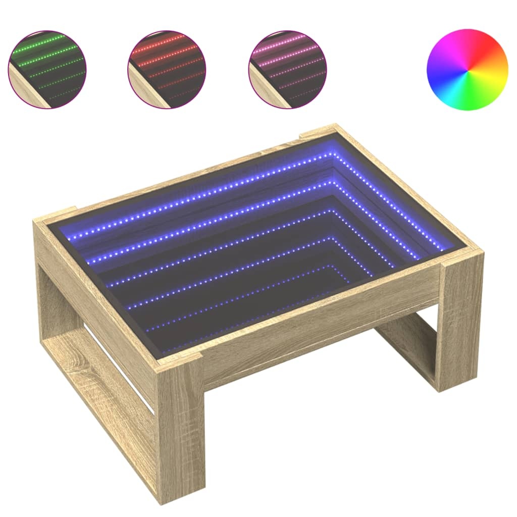 VidaXL Salontafel met Infinity LED 70x53x30 cm sonoma eikenkleurig