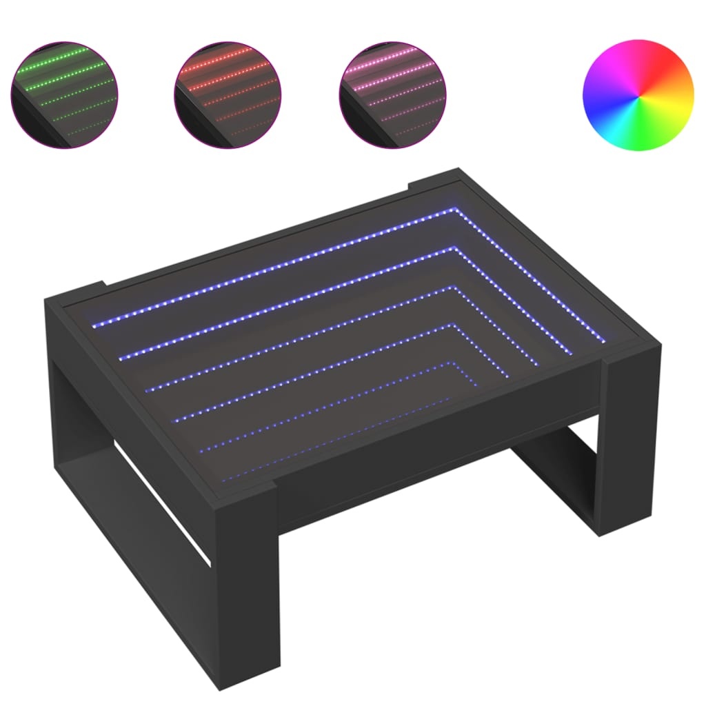VidaXL Salontafel met Infinity LED 70x53x30 cm zwart