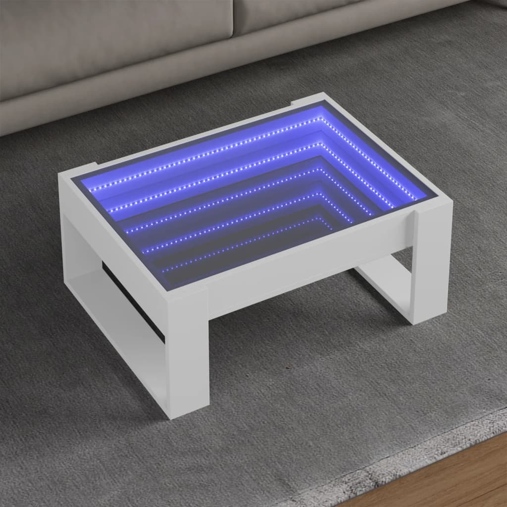 VidaXL Salontafel met Infinity LED 70x53x30 cm wit