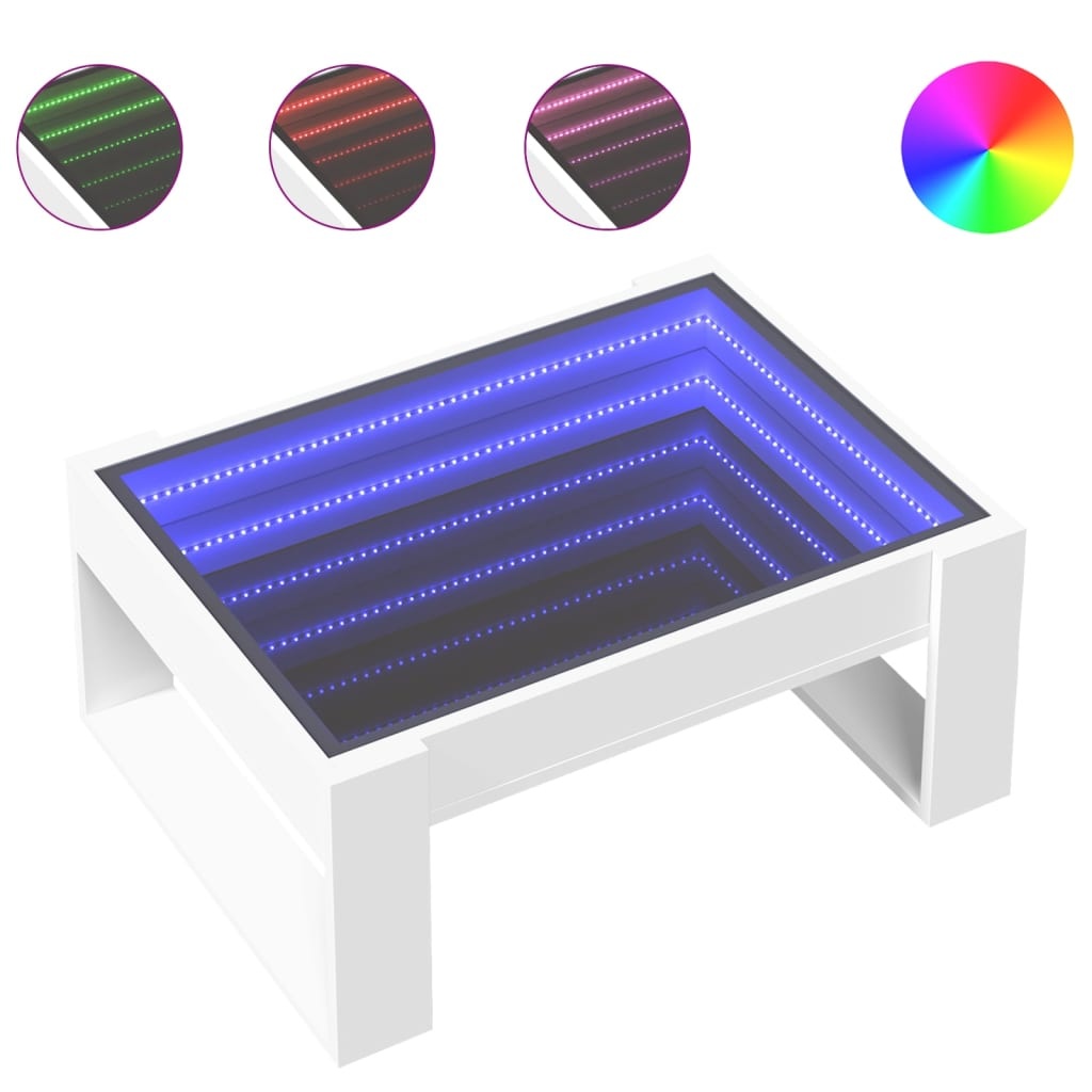 VidaXL Salontafel met Infinity LED 70x53x30 cm wit