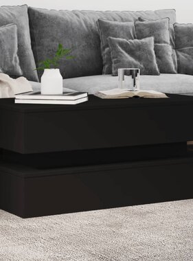 VidaXL Salontafel met LED-verlichting 90x50x40 cm zwart