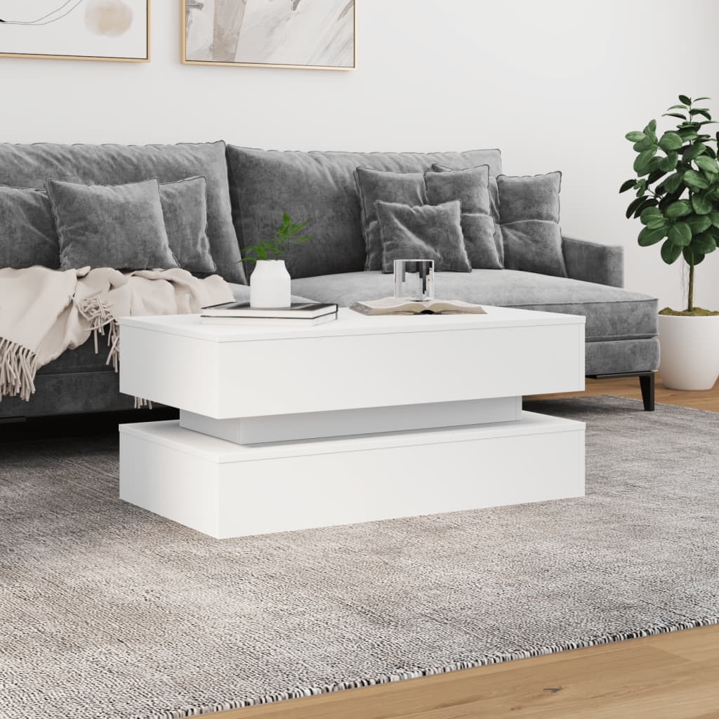 VidaXL Salontafel met LED-verlichting 90x50x40 cm wit