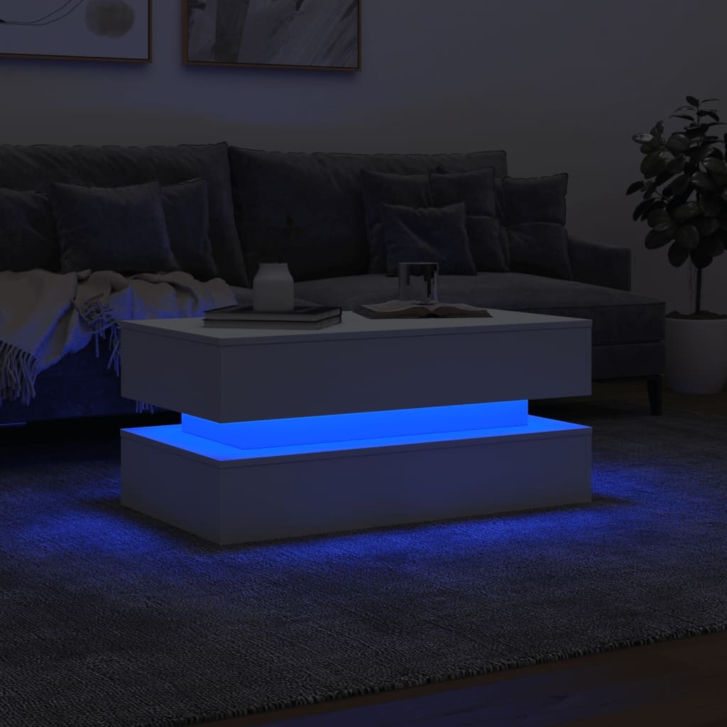 VidaXL Salontafel met LED-verlichting 90x50x40 cm wit