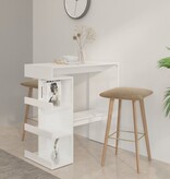 VidaXL Bartafel met opbergrek 100x50x101,5 cm hoogglans wit