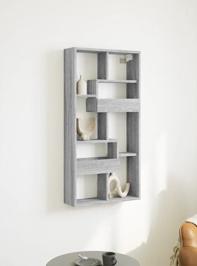 VidaXL Wandkast 50x15x100 cm bewerkt hout grijs sonoma eikenkleurig