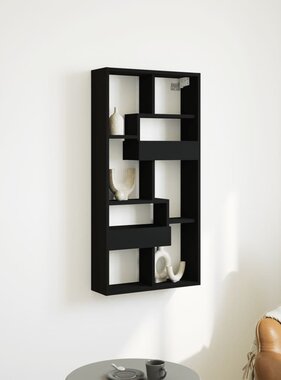 VidaXL Wandkast 50x15x100 cm bewerkt hout zwart