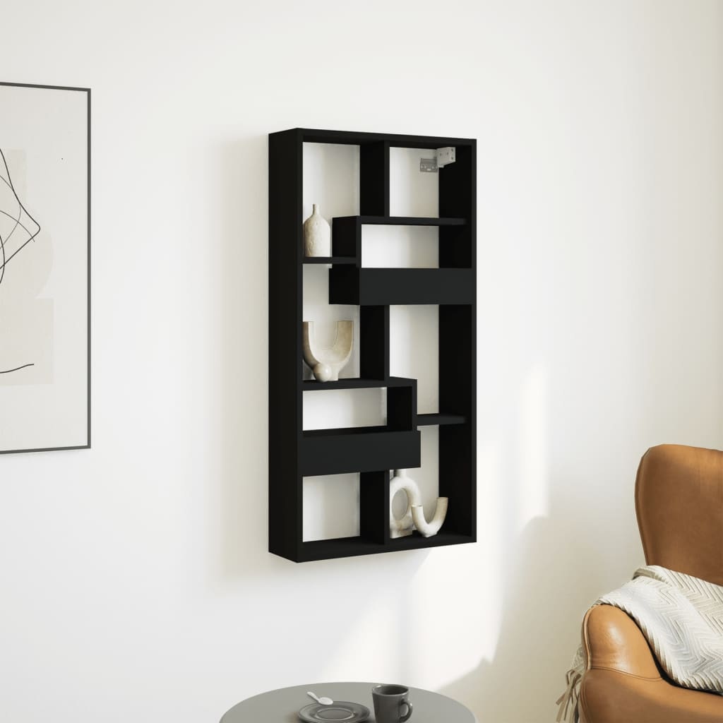 VidaXL Wandkast 50x15x100 cm bewerkt hout zwart