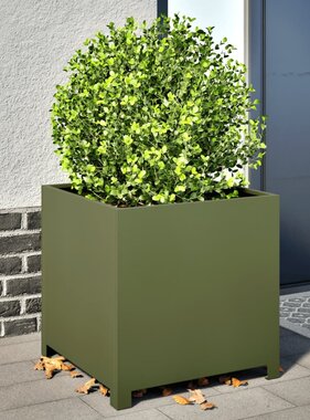 VidaXL Plantenbak 50x50x50 cm staal olijfgroen