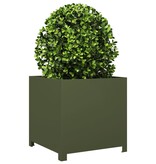 VidaXL Plantenbak 50x50x50 cm staal olijfgroen