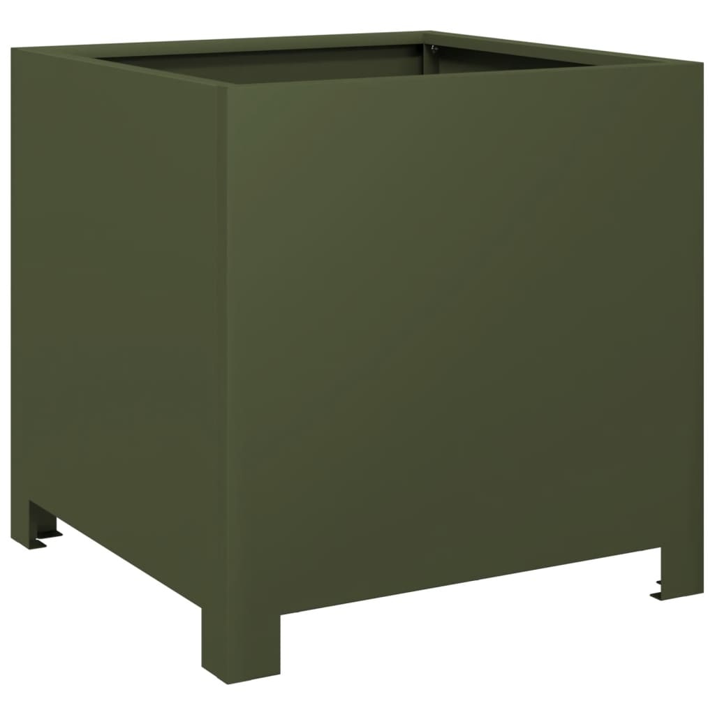 VidaXL Plantenbakken 2 st 40x40x40 cm staal olijfgroen