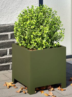 vidaXL Plantenbakken 2 st 30x30x30 cm staal olijfgroen