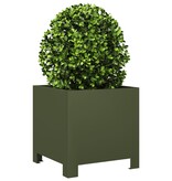VidaXL Plantenbakken 2 st 30x30x30 cm staal olijfgroen