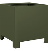 VidaXL Plantenbakken 2 st 30x30x30 cm staal olijfgroen