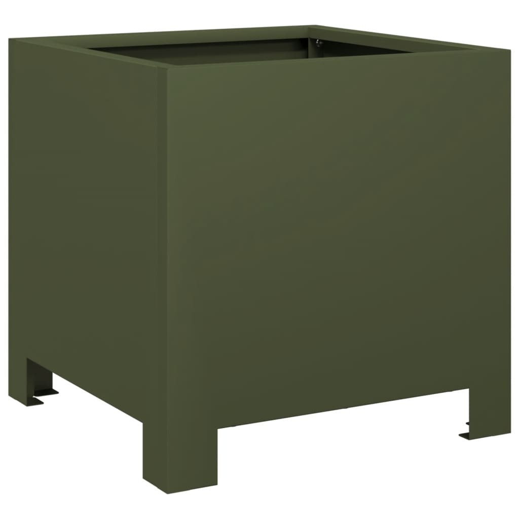 VidaXL Plantenbakken 2 st 30x30x30 cm staal olijfgroen
