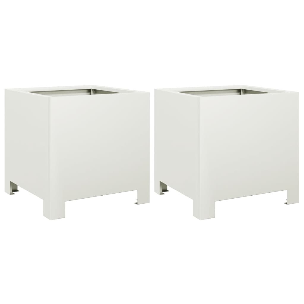 VidaXL Plantenbakken 2 st 30x30x30 cm staal wit