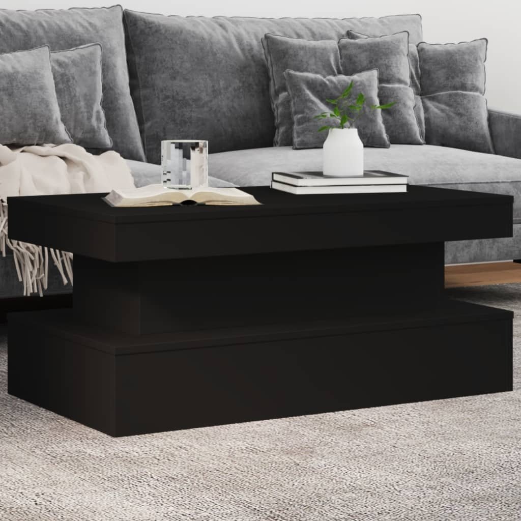 VidaXL Salontafel met LED-verlichting 90x50x40 cm zwart