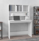 VidaXL Bureau met schappen 102x45x148 cm bewerkt hout wit