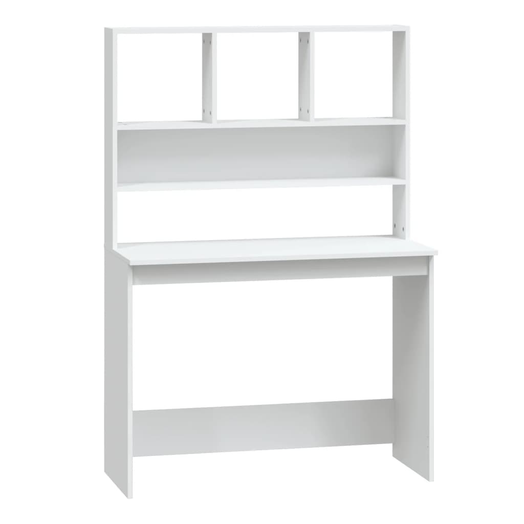 VidaXL Bureau met schappen 102x45x148 cm bewerkt hout wit