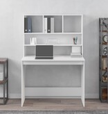 VidaXL Bureau met schappen 102x45x148 cm bewerkt hout wit