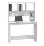 VidaXL Bureau met schappen 102x45x148 cm bewerkt hout wit