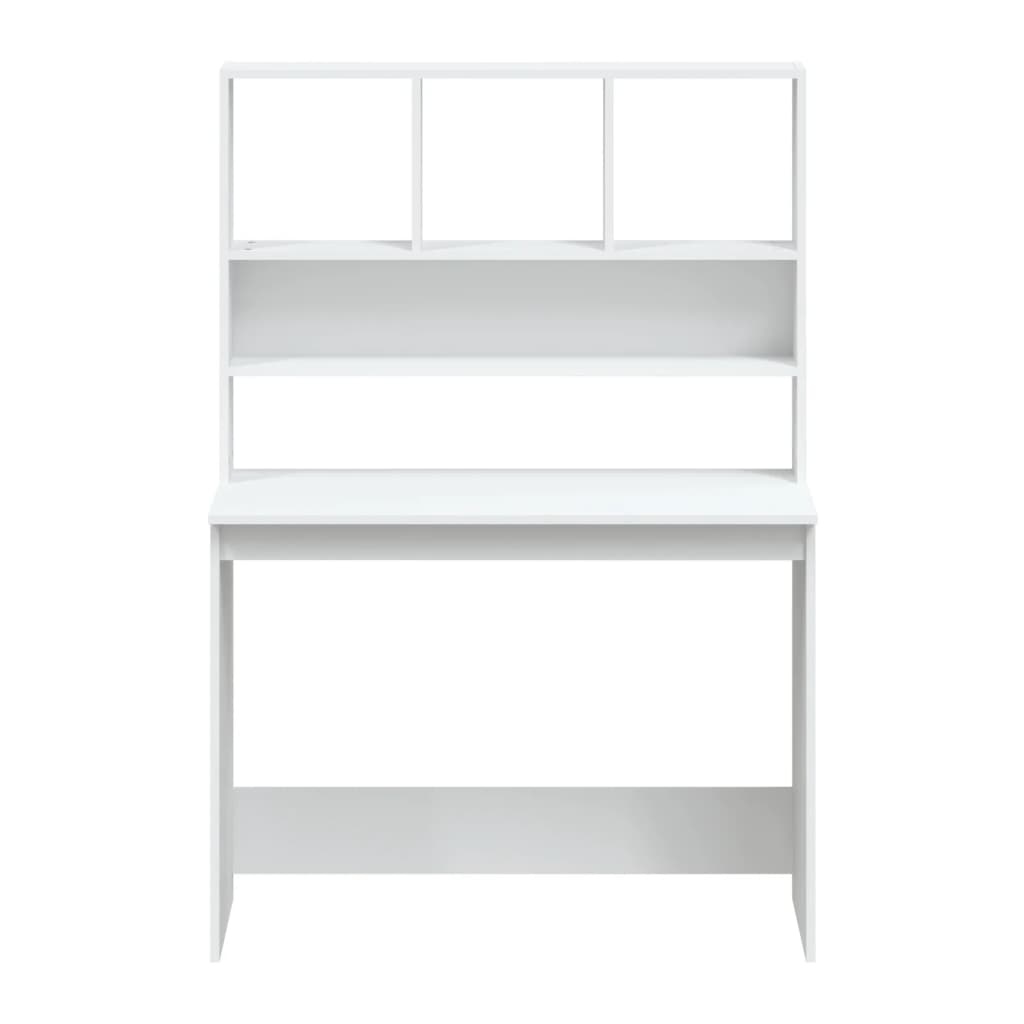 VidaXL Bureau met schappen 102x45x148 cm bewerkt hout wit