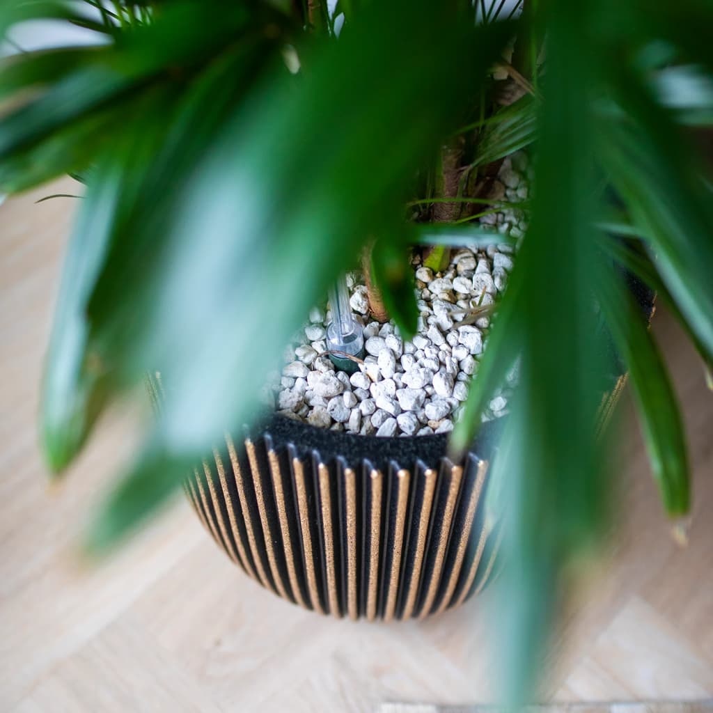 VidaXL Plantenbak Groove 43x41 cm zwart en goudkleurig