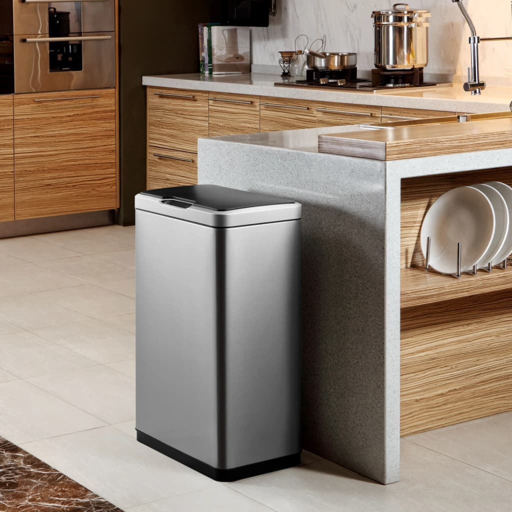 VidaXL Vuilnisbak met sensor Mirage 2x20 L matzilverkleurig