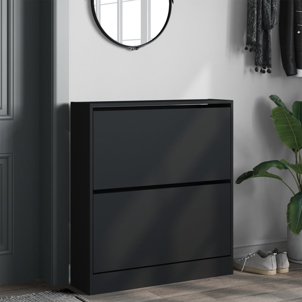 VidaXL Schoenenkast 80x21x87,5 cm bewerkt hout zwart