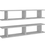 VidaXL Wandschappen 2 st 105x18x20 cm bewerkt hout betongrijs