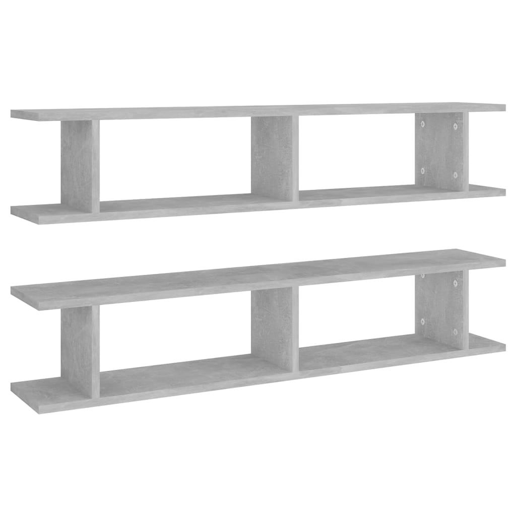 VidaXL Wandschappen 2 st 105x18x20 cm bewerkt hout betongrijs