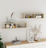 VidaXL Wandschappen 2 st 105x18x20 cm bewerkt hout sonoma eikenkleurig
