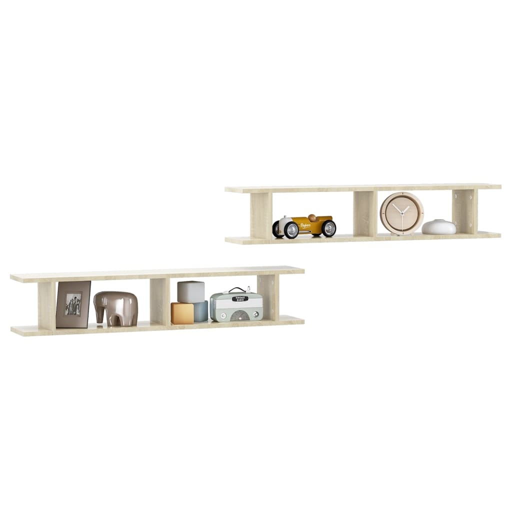 VidaXL Wandschappen 2 st 105x18x20 cm bewerkt hout sonoma eikenkleurig