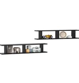 VidaXL Wandschappen 2 st 105x18x20 cm bewerkt hout zwart