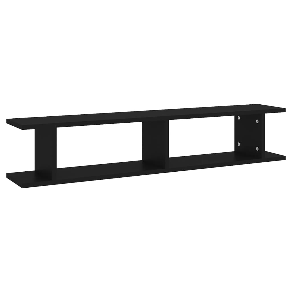 VidaXL Wandschappen 2 st 105x18x20 cm bewerkt hout zwart