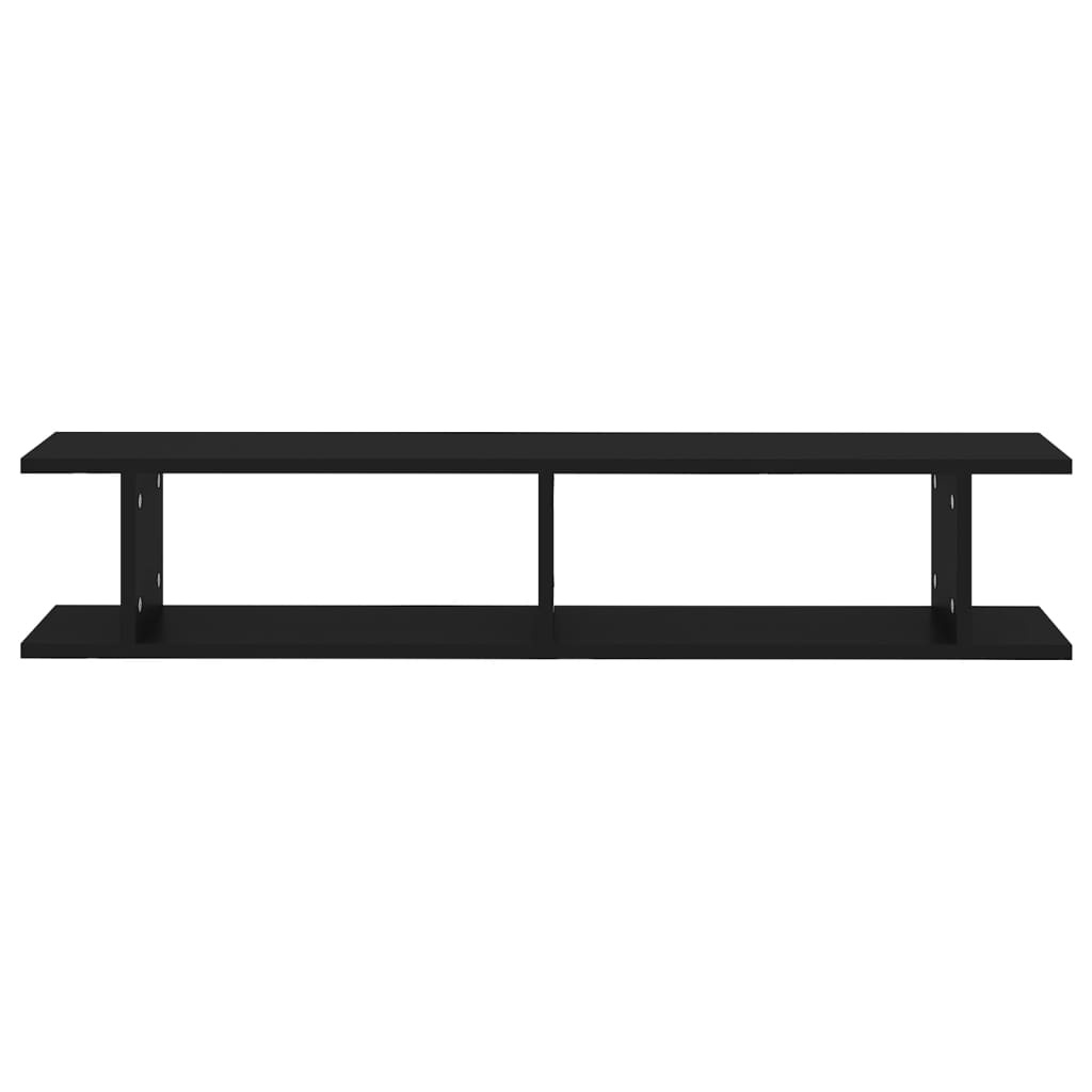 VidaXL Wandschappen 2 st 105x18x20 cm bewerkt hout zwart
