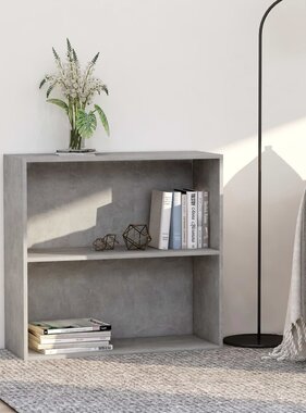 VidaXL Boekenkast met 2 schappen 80x30x76,5 cm bewerkt hout betongrijs