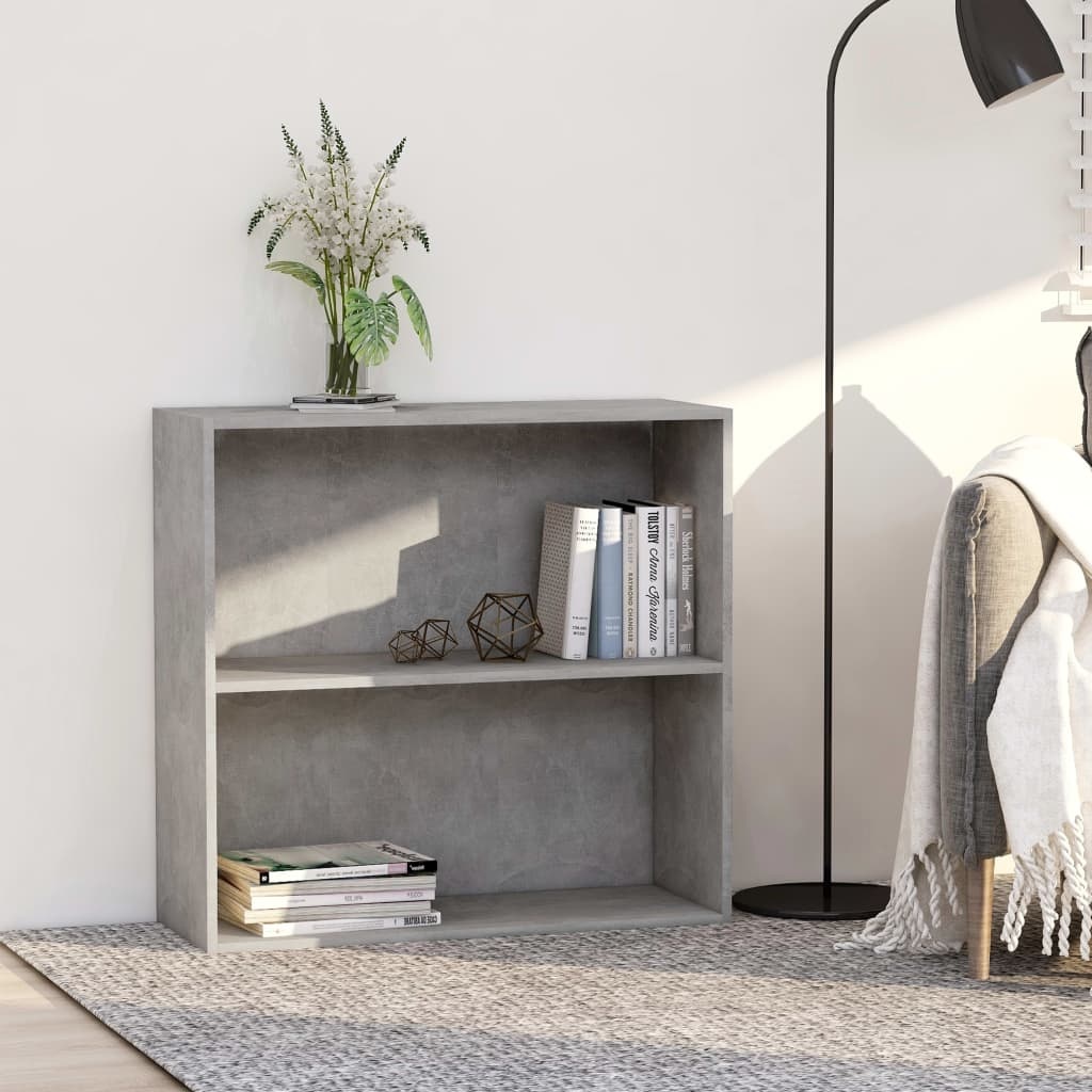 VidaXL Boekenkast met 2 schappen 80x30x76,5 cm bewerkt hout betongrijs