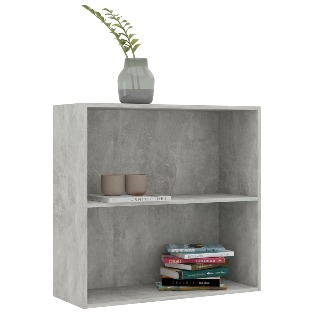 VidaXL Boekenkast met 2 schappen 80x30x76,5 cm bewerkt hout betongrijs
