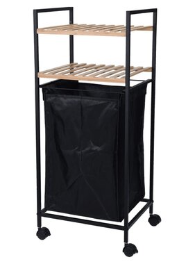 VidaXL Opbergrek met 2 schappen en wasmand 89,5 cm bamboe